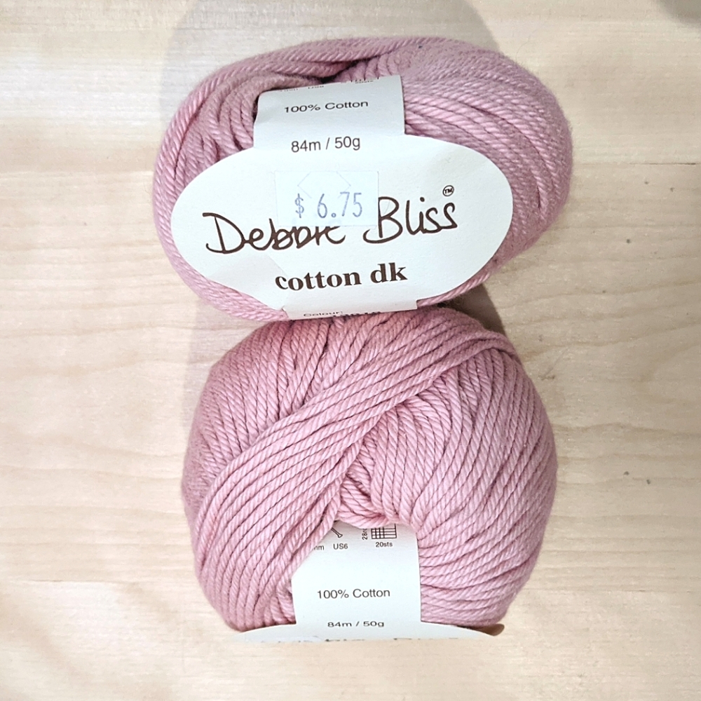 Debbie Bliss cotton dk yarn dusty rose lot of 2 skeins NWT